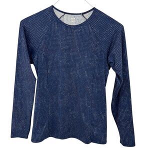 Title Nine Women’s Long Sleeve Rash Guard Baselayer Size Medium Blue Geometric P